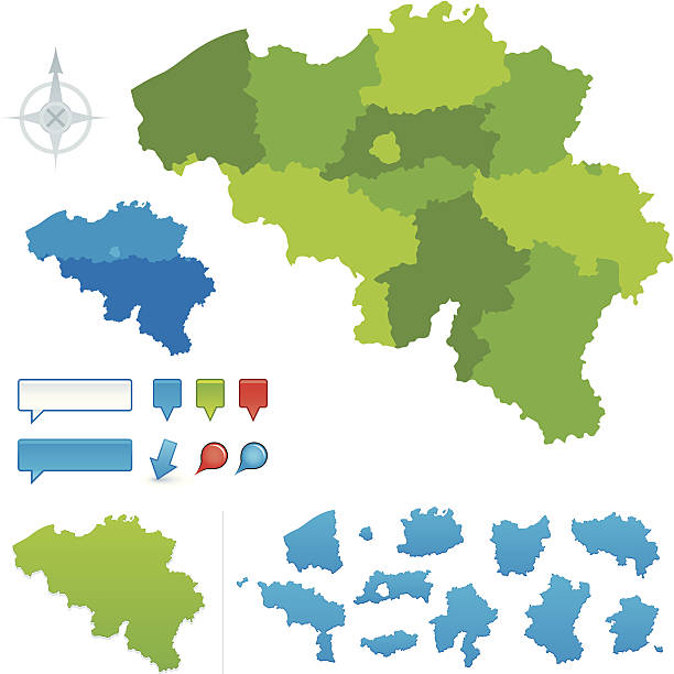 mapa belgia provincial - belgium stock illustrations