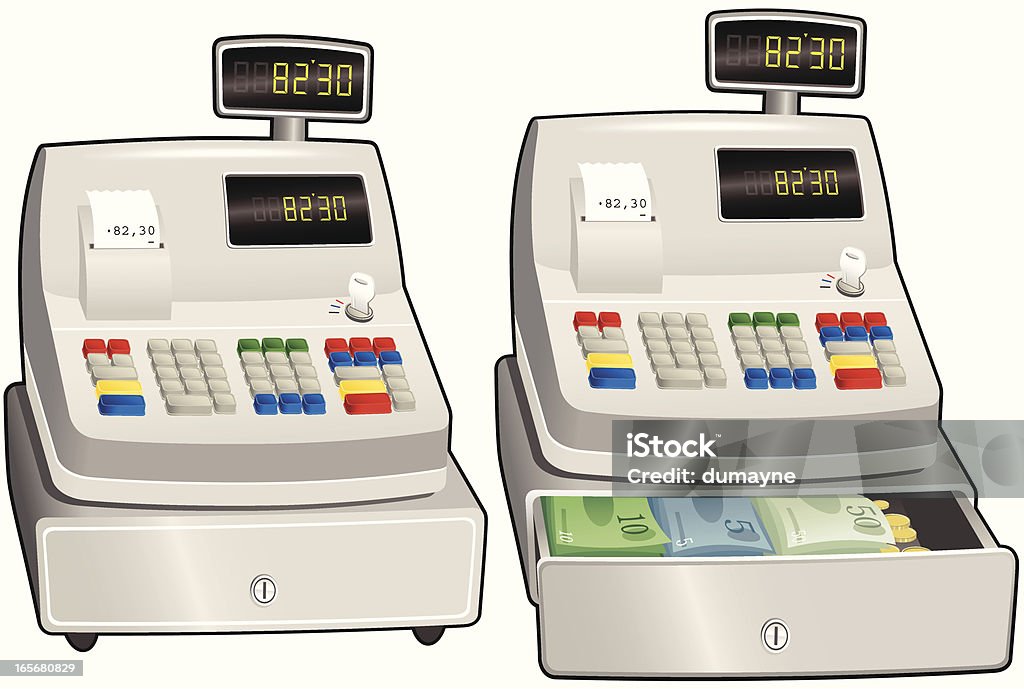Open Check Till Cash Register Till With Closed And Open Drawers Stock Illustration ...