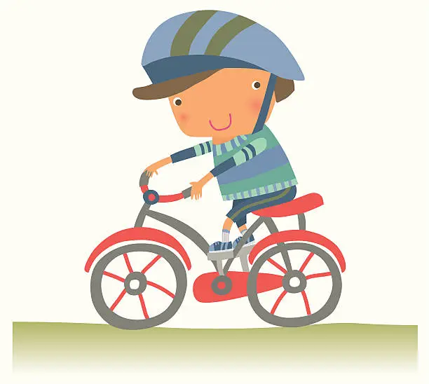 Vector illustration of Kid Riding a Bike