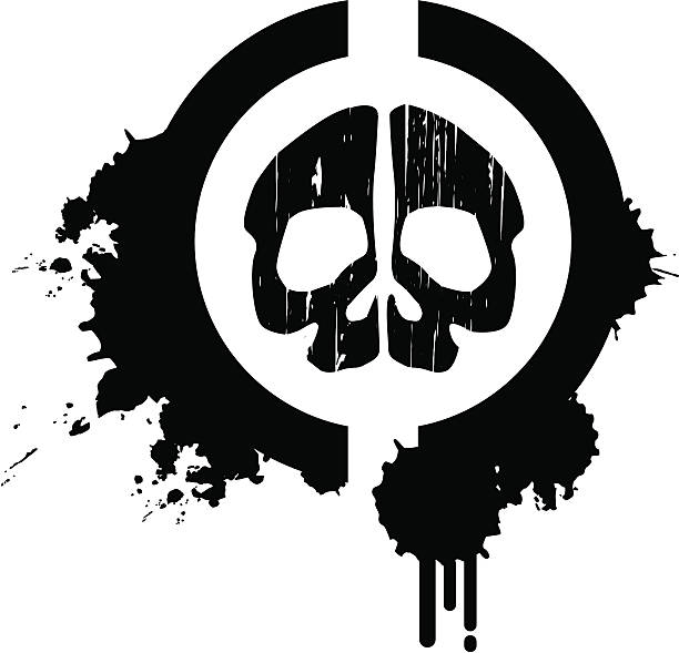 illustrazioni stock, clip art, cartoni animati e icone di tendenza di teschio di destinazione - skull dirty insignia grunge