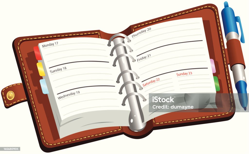 Organisational Diary System Example Brown Leather Bound Personal Organiser Diary Stock Illustration ...