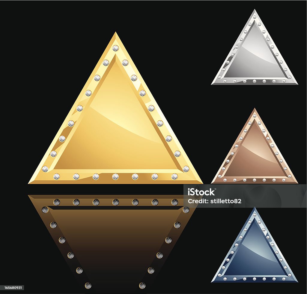 Треугольник металлической пластиной с бриллиантами - Векторная графика Бронза роялти-фри