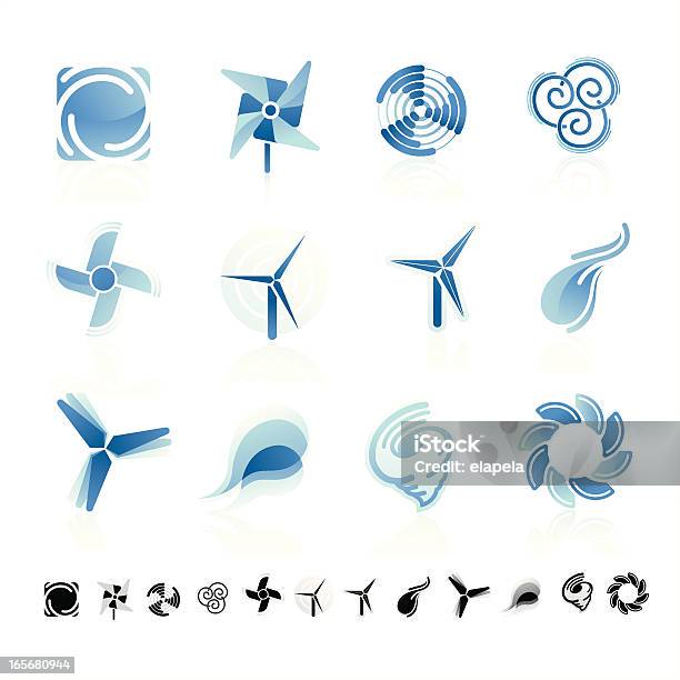Icone Di Vento - Immagini vettoriali stock e altre immagini di Girandola - Girandola, Icona, Turbina a vento