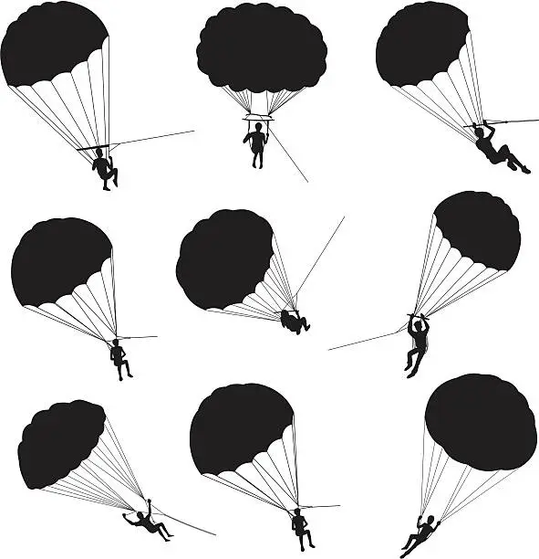 Vector illustration of People parasailing