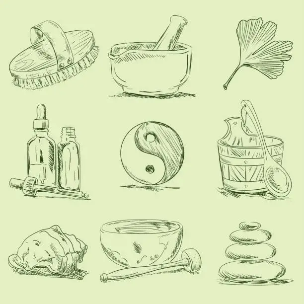 Vector illustration of Spa & Wellness Sketches