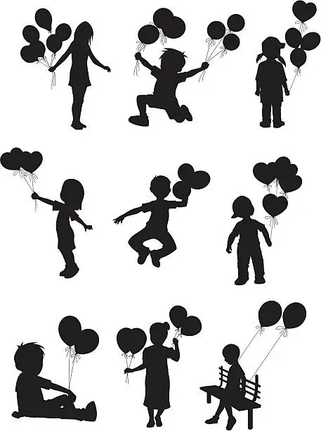 Vector illustration of Children playing with balloons