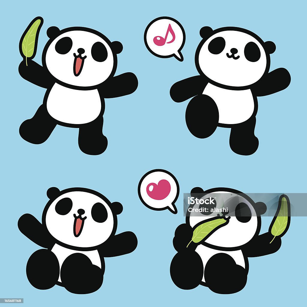 Cute Panda, Greeting, Walking, Sitting, Eating Vector illustration - Cute Panda, Greeting, Walking, Sitting, Eating. Bear stock vector