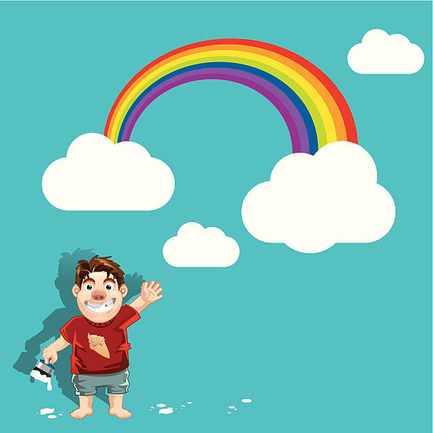 illustrazioni stock, clip art, cartoni animati e icone di tendenza di arcobaleno dipingere - cheesy grin illustrations