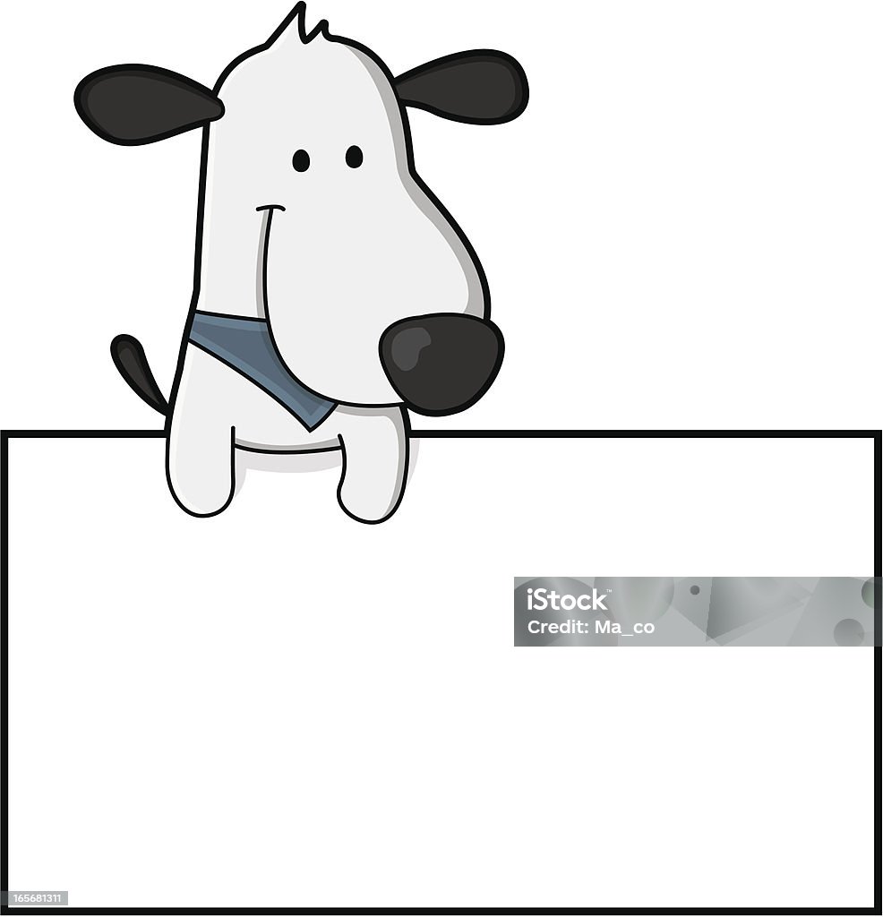 Dog With Blank Sign illustration of a smiling dog with blank sign - ideal for your business name and logo -  Animal stock vector