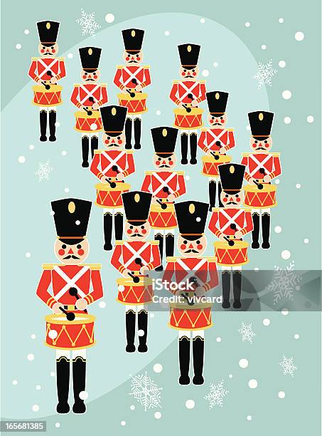 Двенадцать Drummers Drumming — стоковая векторная графика и другие изображения на тему Святки - Святки, Twelfth day of Christmas - английское выражение, Барабан