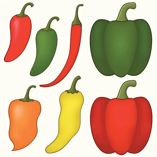 Vector illustration of Pepper Assortment