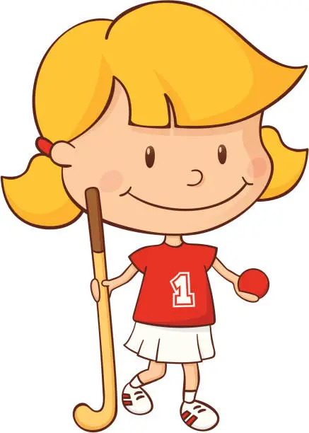 Vector illustration of Field Hockey Girl