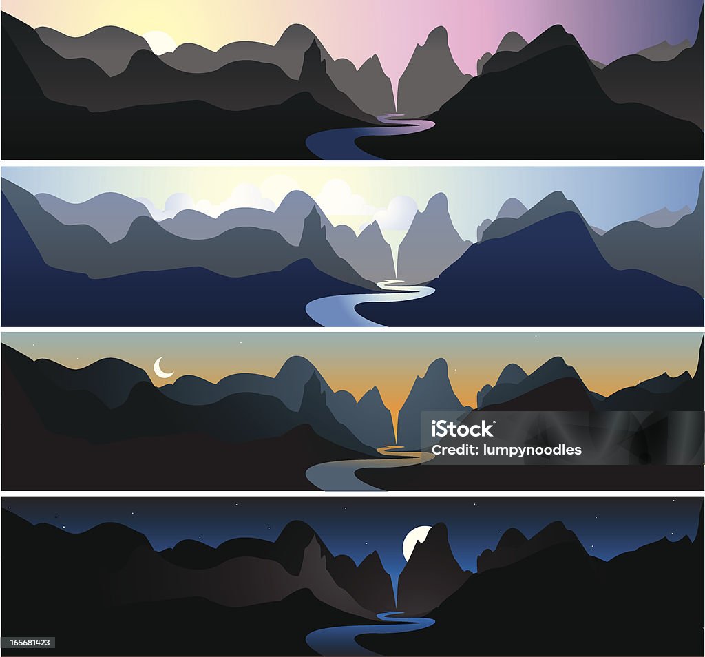 Krajobrazy górskie/Dawn, rano Zmierzch, & nocy - Grafika wektorowa royalty-free (Bez ludzi)