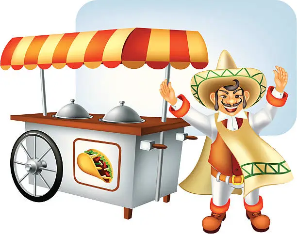 Vector illustration of Mexican food kiosk