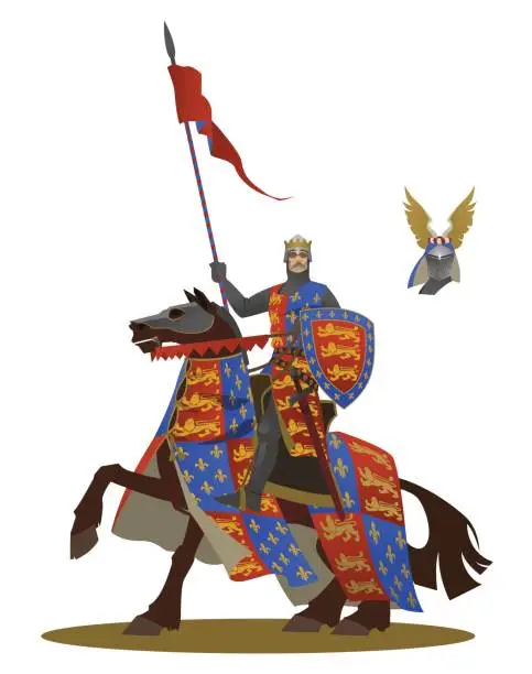 Vector illustration of The medieval knight on a horse