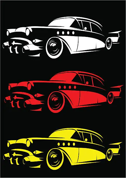 Vector illustration of Vintage car stencil II