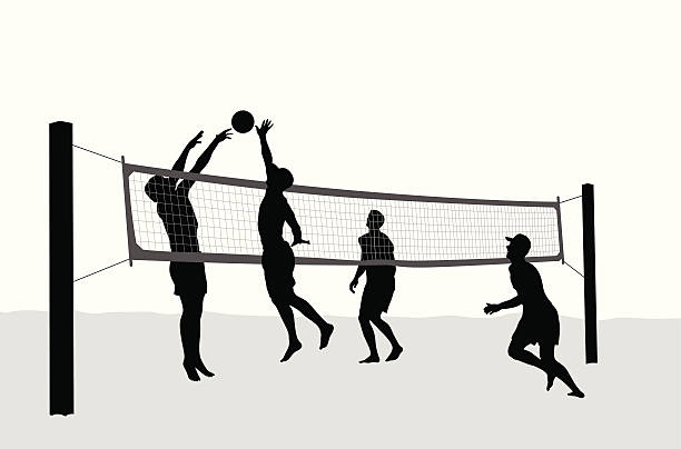 volleyballers - beach volleyball stock illustrations
