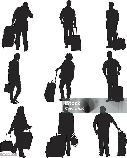 Pasażerowie Z Bagażem Na Lotnisku - Stockowe grafiki wektorowe i więcej obrazów Pasażer - Pasażer, Turysta, Neutralne tło