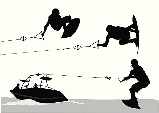 illustrazioni stock, clip art, cartoni animati e icone di tendenza di wakeboarding - wakeboarding