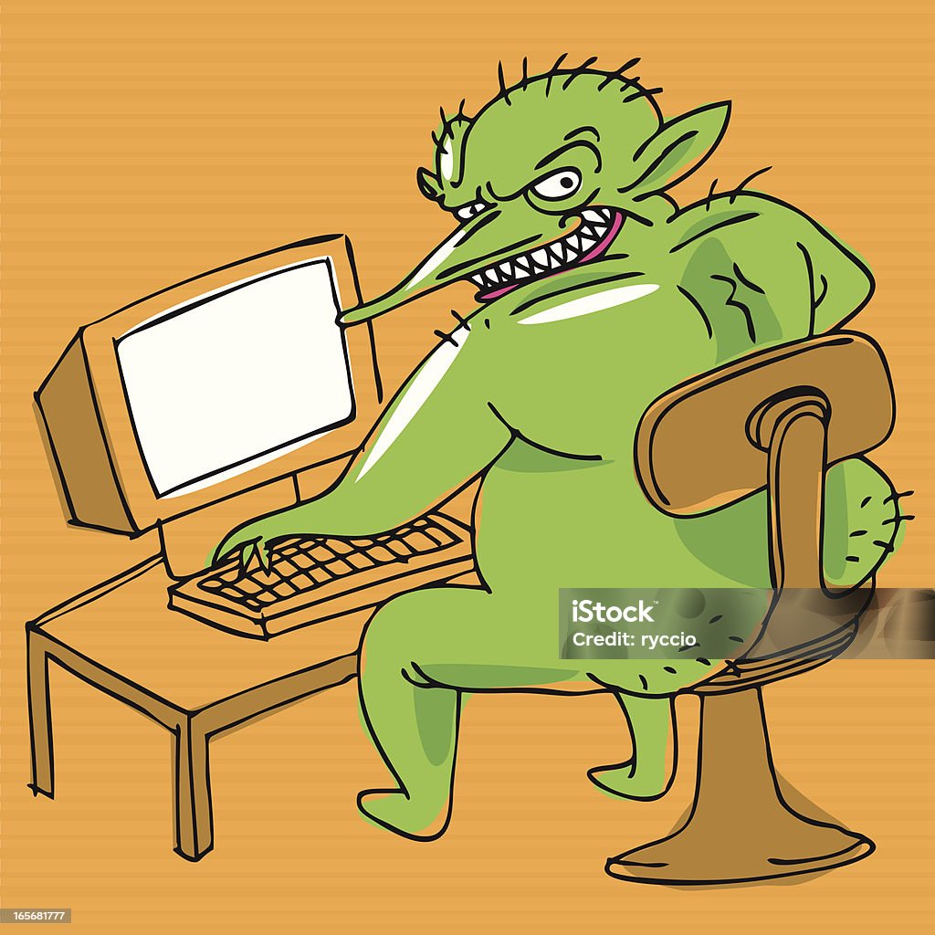 Troll Rage Computer Troll Using A Pc Stock Illustration - Download Image Now - Internet ...