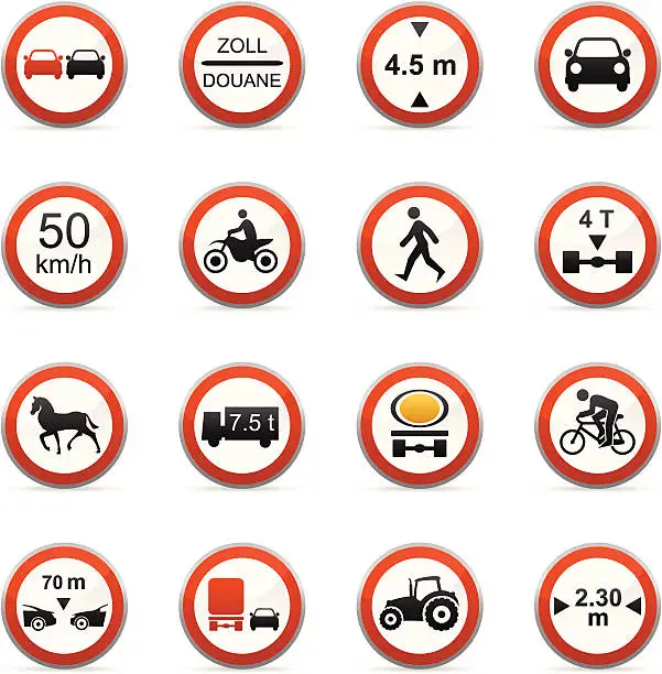 Vector illustration of Color Icons - Road Signs
