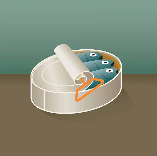 Vector illustration of Canned sardines illustration