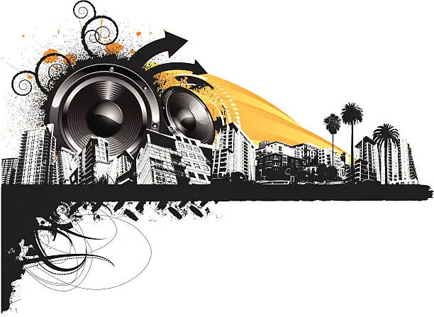 Vector illustration of urban music theme with grunge