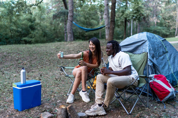 istock Fun and rest in the forest, selfie time 1656818931
