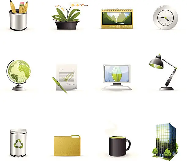 Vector illustration of Green Business Icons