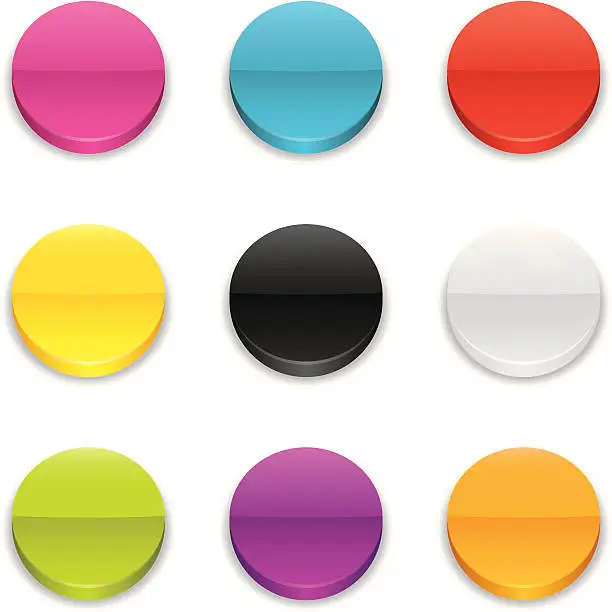 Vector illustration of Colored Flat Button Set