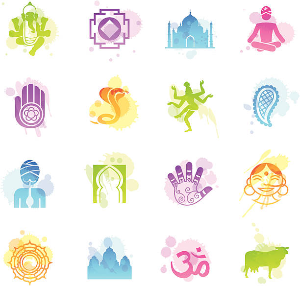 plamy ikony-indie - india guru symbol om symbol stock illustrations