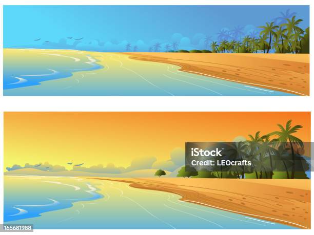 Beautiful Beach Backgroundsbanners Stock Illustration - Download Image Now - Backgrounds, Beach, Beauty In Nature