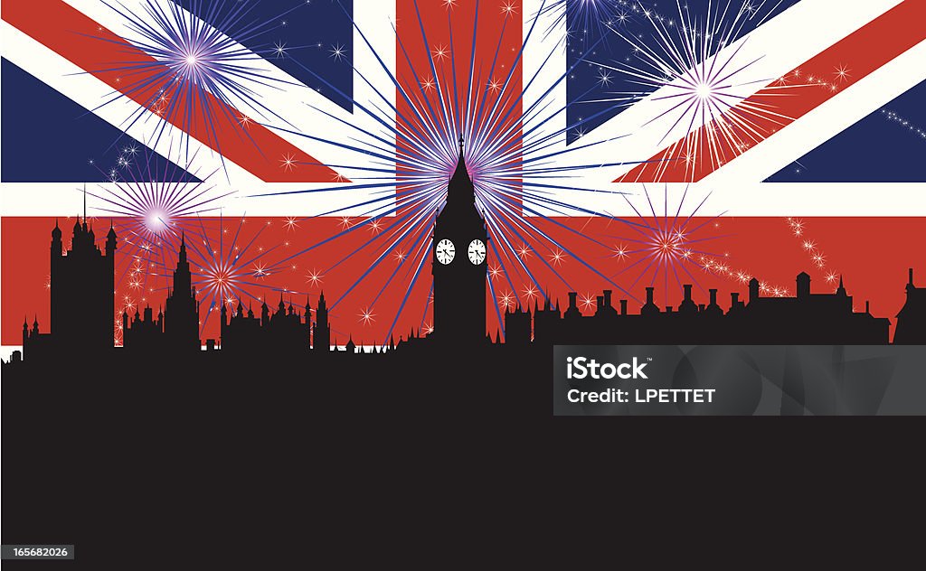 英国のお祝い - ビッグベンのロイヤリティフリーベクトルアート
