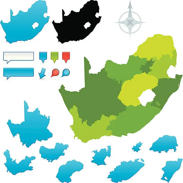 Vector illustration of South Africa map with regions