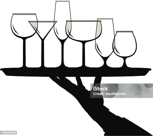 Glasserver Stock Vektor Art und mehr Bilder von Serviertablett - Serviertablett, Kellnerberuf, Alkoholisches Getränk