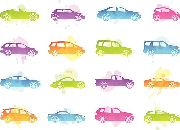 Vector illustration of Stains Icons - Car Silhouettes