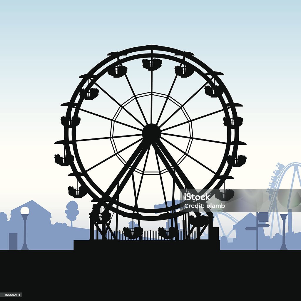 Ferris Wheel Silhouette A cartoon silhouette of a ferris wheel at an amusement park. Ferris Wheel stock vector