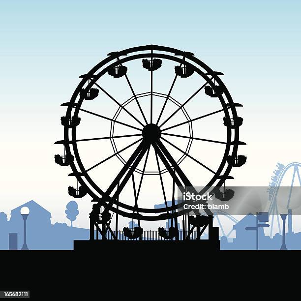 Ferris Wheel Silhouette Stock Illustration - Download Image Now - Ferris Wheel, In Silhouette, Rollercoaster
