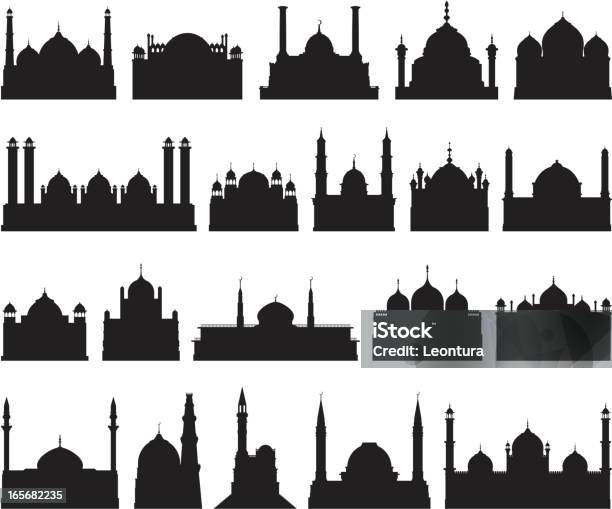 Très Détaillée Mosquées Vecteurs libres de droits et plus d'images vectorielles de Mosquée - Mosquée, Silhouette - Contre-jour, Dôme