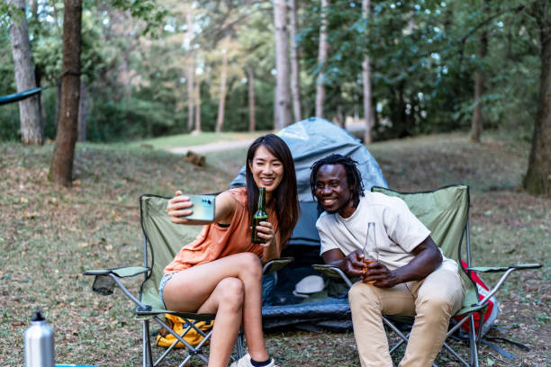 istock Fun and rest in the forest, selfie time 1656822712