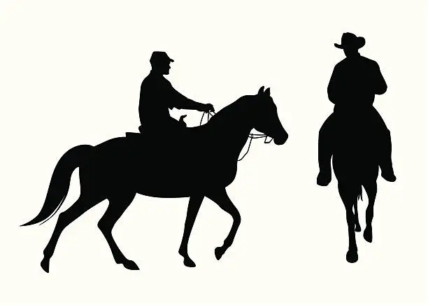 Vector illustration of Horseback Riding Vector Silhouette