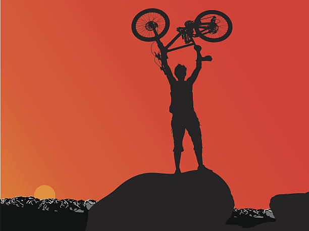 Man and his bike MOUNTAIN BIKE LIGHTBOX :  stars in your eyes stock illustrations