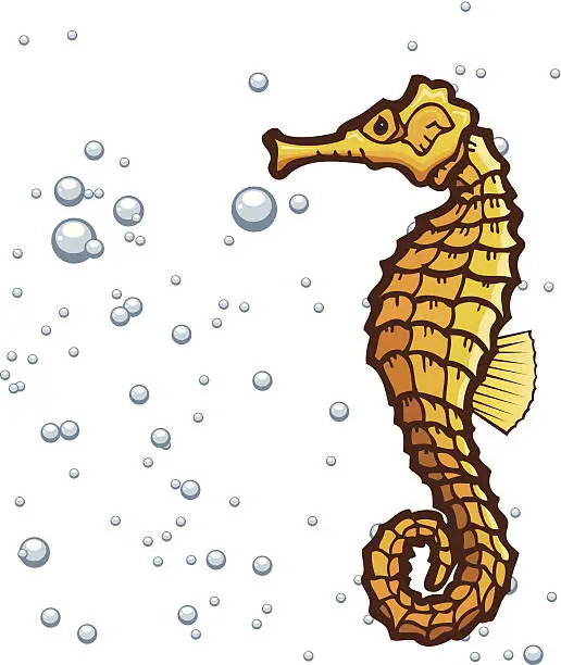 Vector illustration of Seahorse in a Background of Bubbles
