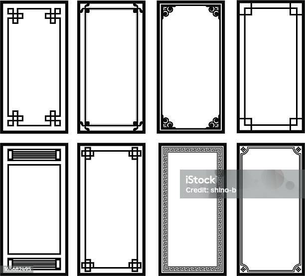 Otto Montature Stile Asiatico - Immagini vettoriali stock e altre immagini di Incorniciatura - Incorniciatura, Cornice per foto, Cultura cinese