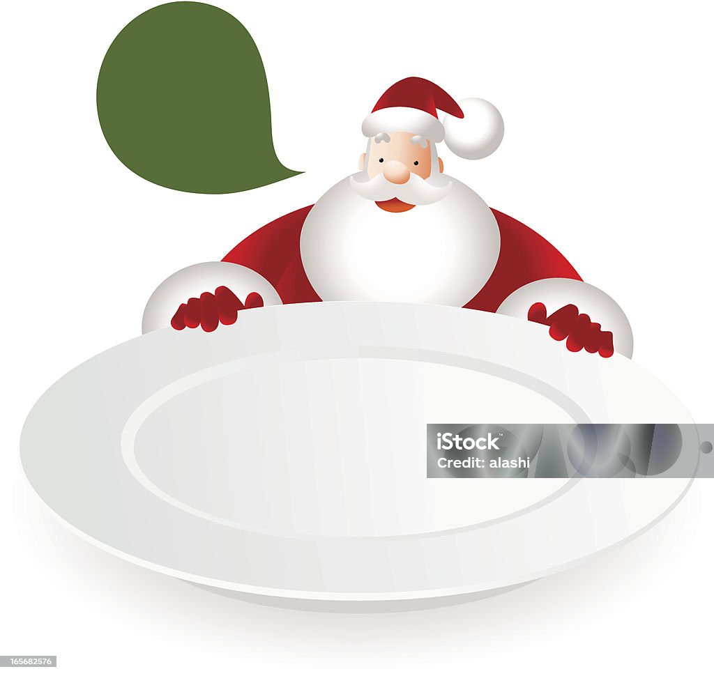 Feliz Papá Noel echar un vistazo sobre el blanco plato para la cena - arte vectorial de Plato - Vajilla libre de derechos