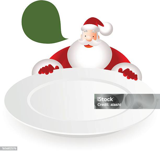 Vetores de Feliz Papai Noel Espiando Sobre O Prato Branco e mais imagens de Prato - Prato, Natal, Cozinhar