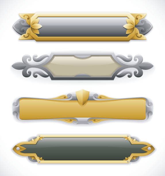 Ornate Metal Nameplate Banners vector art illustration