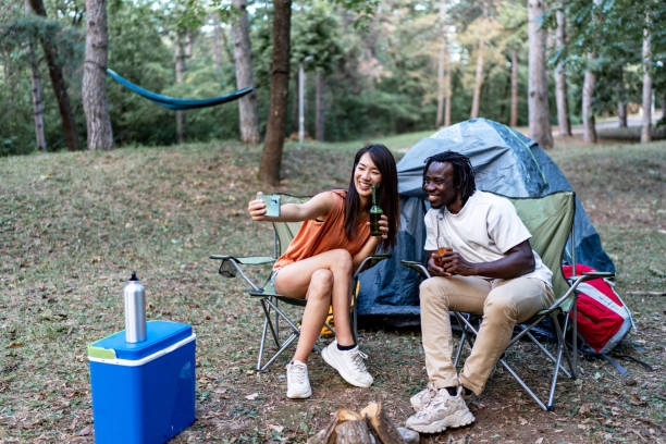 istock Fun and rest in the forest, selfie time 1656827004