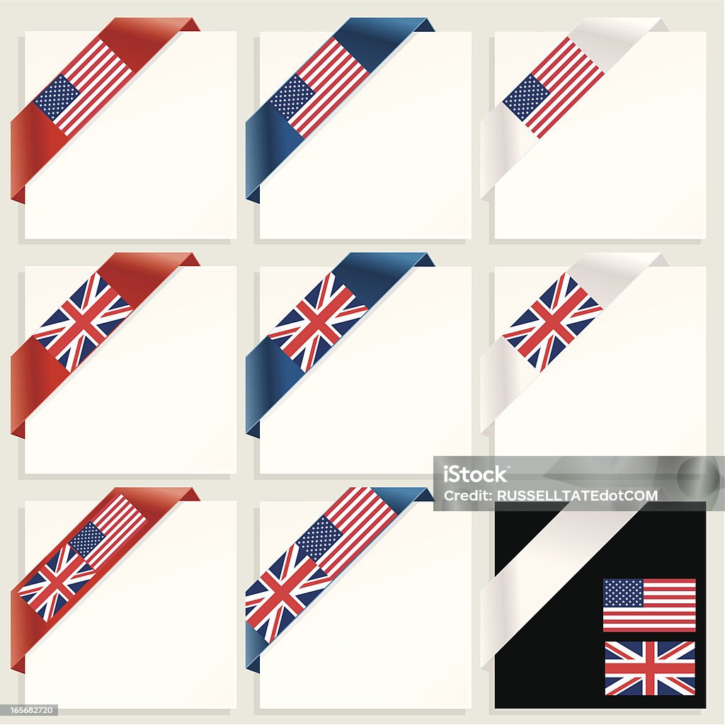 États-Unis et au Royaume-Uni, étiquettes d'angle - clipart vectoriel de Drapeau du Royaume-Uni libre de droits
