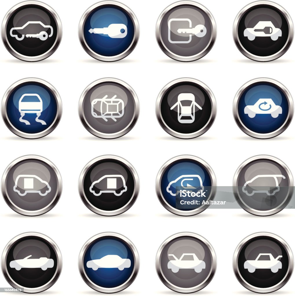 Supergloss icônes de voiture de contrôle des indicateurs - clipart vectoriel de Bleu libre de droits